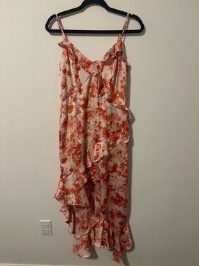 Japna Pink and Orange Floral High-Low Dress